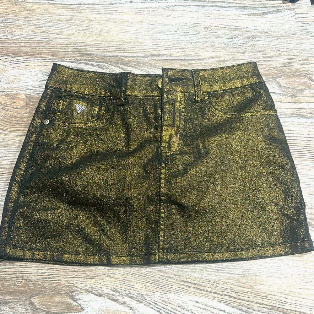 black-gold mini skirt
